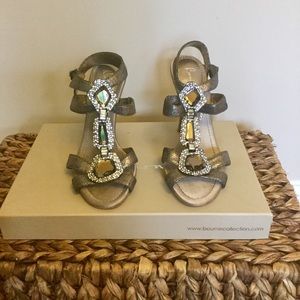 Bourne Talisa Pewter Stiletto Sandal with Jewels